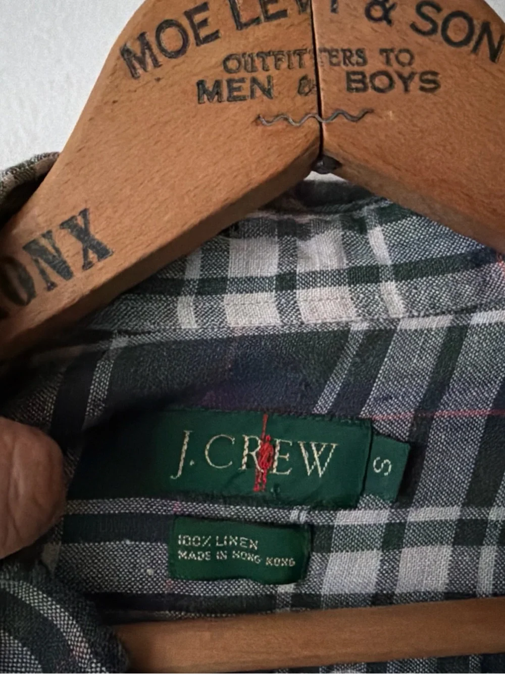 Vintage J. Crew Oarsman Shirt Men Size Small Plaid Linen Button Down Long Sleeve